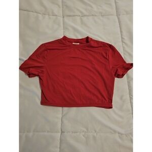 PINK Victoria's Secret Red Cropped Sleepwear T-Shirt Women's Small